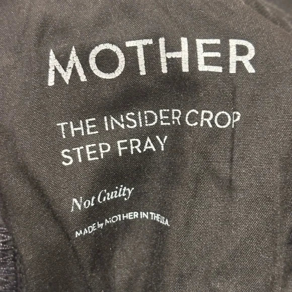 Mother The Insider Crop Step Fray Jeans Not Guilty Black Raw Hem - Picture 9 of 9